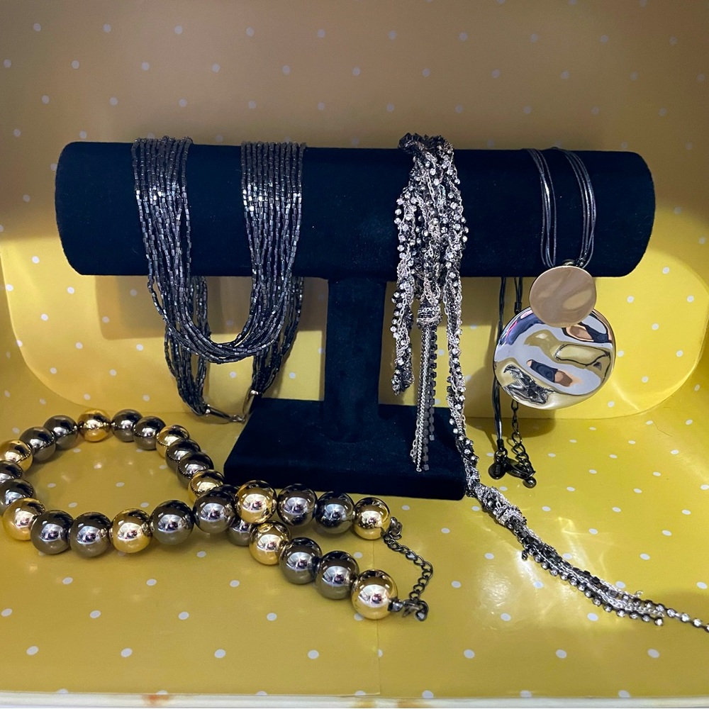 Metallic Necklace Bundle Lot of 4 Necklaces, 1 is Chico Brand